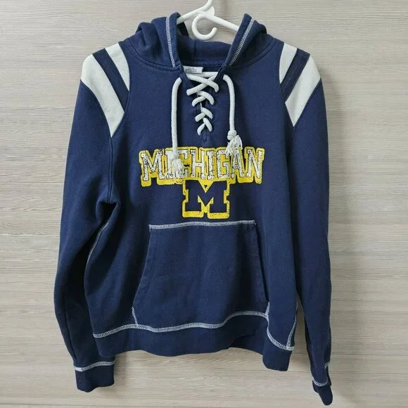 University Of Michigan Wolverines NCAA Navy Blue Hoodie By Pro Edge Jr XL / W M - Picture 5 of 16